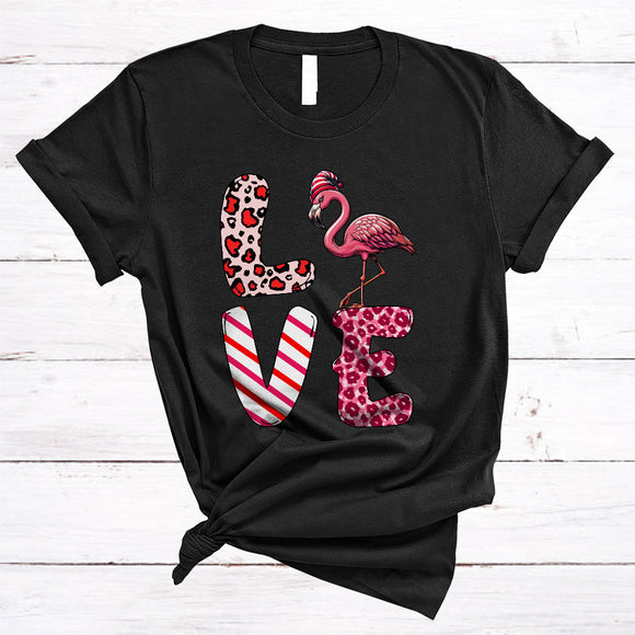 MacnyStore - LOVE, Amazing Valentine's Day Flamingo Animal Lover, Leopard Pink Valentine Group T-Shirt
