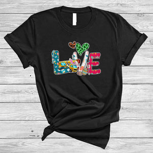 MacnyStore - LOVE, Awesome Easter Crane Truck Bunny Hunting Eggs, Leopard Hearts Crane Truck Driver Group T-Shirt