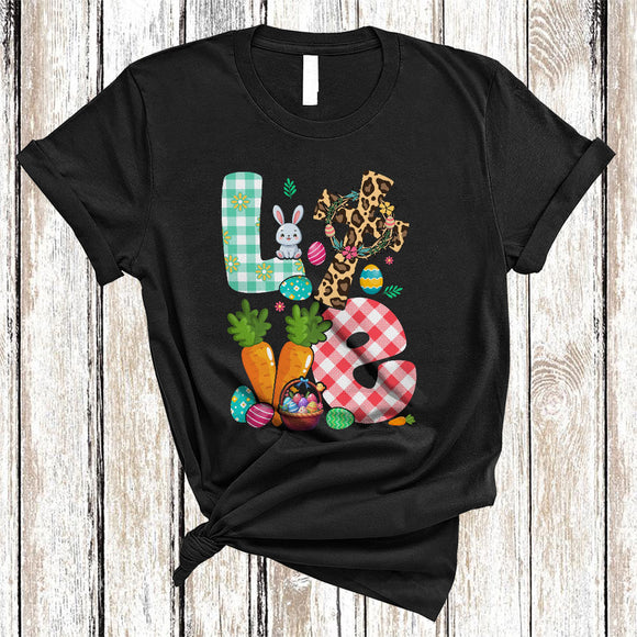 MacnyStore - LOVE, Awesome Plaid Easter Bunny Leopard Cross Jesus Carrots, Family Group Egg Hunting T-Shirt