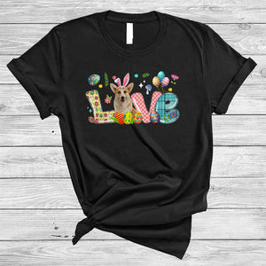 MacnyStore - LOVE, Lovely Easter Day Plaid Corgi Bunny Lover, Matching Family Egg Hunt Group T-Shirt
