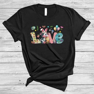 MacnyStore - LOVE, Lovely Easter Day Plaid Cow Bunny Lover, Matching Family Egg Hunt Group T-Shirt