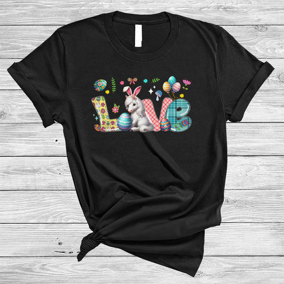MacnyStore - LOVE, Lovely Easter Day Plaid Horse Bunny Lover, Matching Family Egg Hunt Group T-Shirt