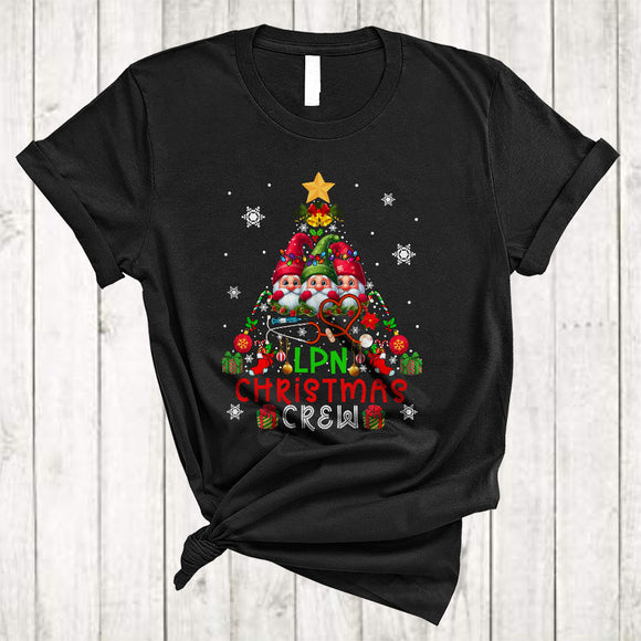 MacnyStore - LPN Christmas Crew, Awesome Cute Nurse Gnomes Christmas Tree, Matching X-mas Group T-Shirt