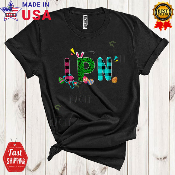 MacnyStore - LPN Cute Funny Easter Day Leopard Plaid Bunny Eggs Hunting Lover Matching Nurse Nursing Group T-Shirt
