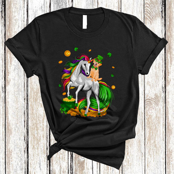 MacnyStore - Labrador Retriever Riding Unicorn, Joyful St. Patrick's Day Magical Unicorn Lover, Lucky Shamrock T-Shirt