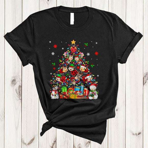 MacnyStore - Ladybug Christmas Tree, Adorable X-mas Lights Snow Around, Ladybug Animal Snowman T-Shirt