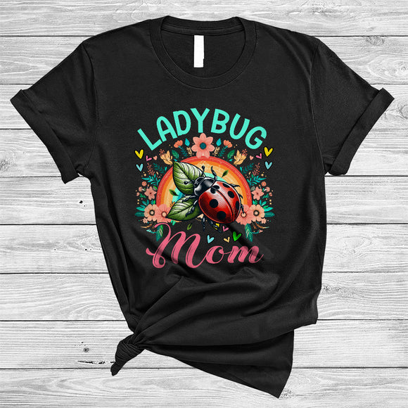 MacnyStore - Ladybug Mom, Wonderful Mother's Day Flowers Rainbow, Insect Animal Lover Matching Family T-Shirt