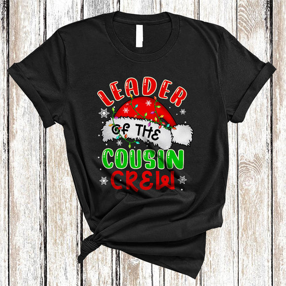 MacnyStore - Leader Of The Cousin Crew, Lovely Merry Christmas Santa Lover, X-mas Family Pajama Group T-Shirt