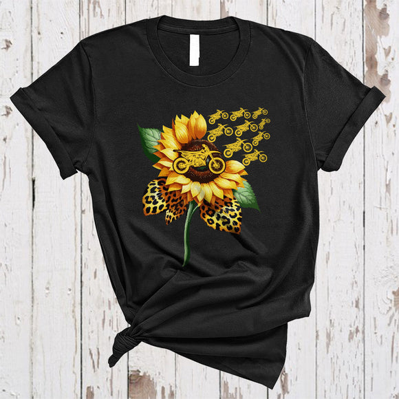 MacnyStore - Leopard Sunflower With Dirt Bike Lover, Adorable Flowers, Matching Women Family Group T-Shirt