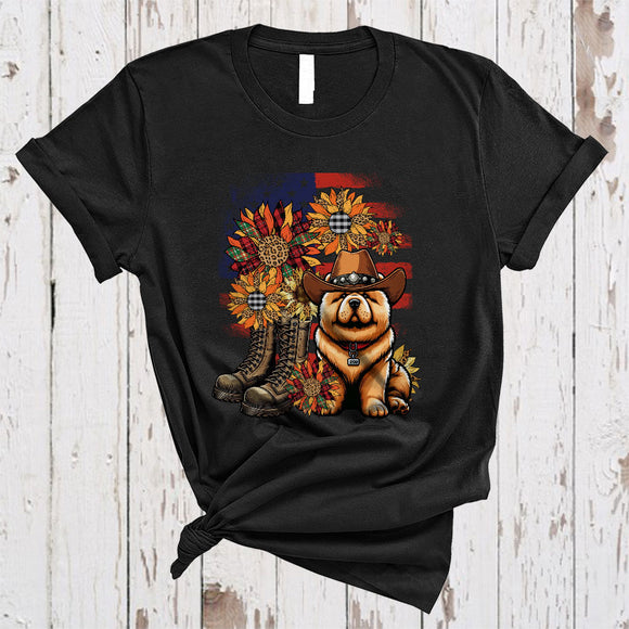 MacnyStore - Leopard Sunflowers Chow Chow American Flag Boot, Awesome 4th Of July US Patriotic Group T-Shirt