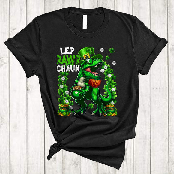 MacnyStore - Leprawrchaun, Joyful St. Patrick's Day Lucky Shamrock Leprechaun T-Rex, Dinosaur Lover T-Shirt
