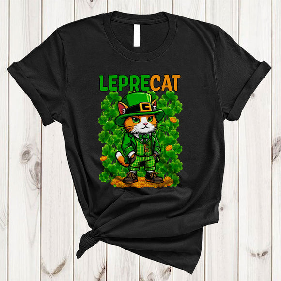 MacnyStore - Leprecat, Adorable St. Patrick's Day Cat Lover, Irish Lucky Family Group Shamrock T-Shirt