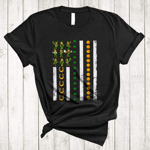 MacnyStore - Leprechaun American Flag, Amazing St. Patrick's Day Shamrock Horseshoes, Irish Lucky Group T-Shirt