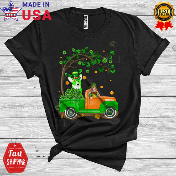 MacnyStore - Leprechaun Corgi On Irish Flag Pickup Truck Cool Cute St. Patrick's Day Shamrock Tree T-Shirt