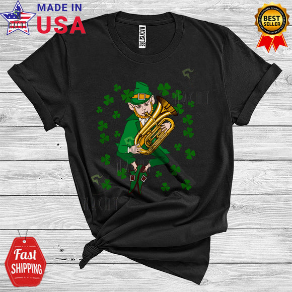 MacnyStore - Leprechaun Playing Tuba Funny Cool St. Patrick's Day Party Shamrocks Musical Instruments T-Shirt