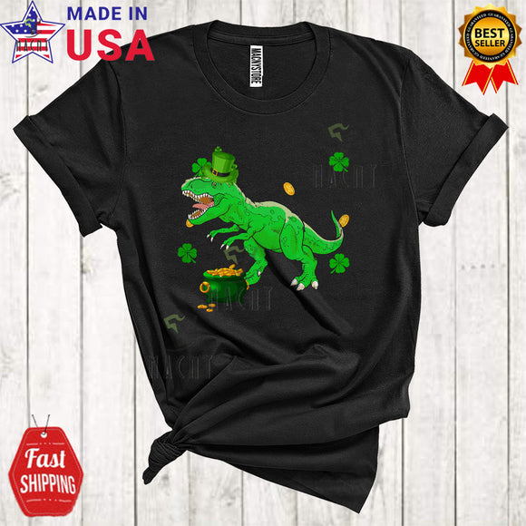 MacnyStore - Leprechaun T-Rex Cute Happy St. Patrick's Day Irish Shamrock Green T-Rex Animal Lover T-Shirt