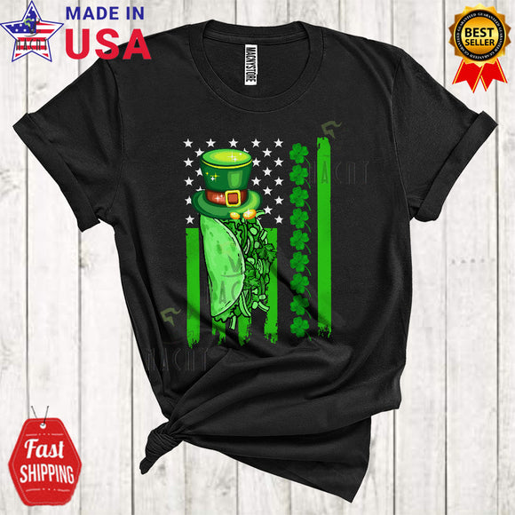 MacnyStore - Leprechaun Taco With Green American Flag Cute Cool St. Patrick's Day Taco Food Lover T-Shirt
