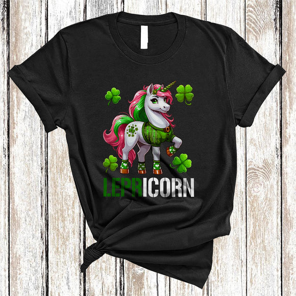 MacnyStore - Lepricorn, Adorable St. Patrick's Day Leprechaun Unicorn Shamrock, Matching Family Group T-Shirt
