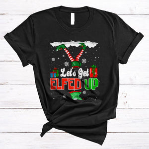 MacnyStore - Let's Get Elfed Up, Awesome Christmas Snow ELF Lover, Matching X-mas Pajama Family Group T-Shirt