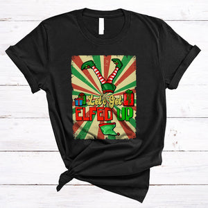 MacnyStore - Let's Get Elfed Up, Vintage Christmas ELF Lover, Matching X-mas Pajama Family Group T-Shirt