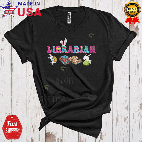 MacnyStore - Librarian Cool Happy Easter Day Family Group Bunny Librarian Easter Egg Hunt Lover T-Shirt