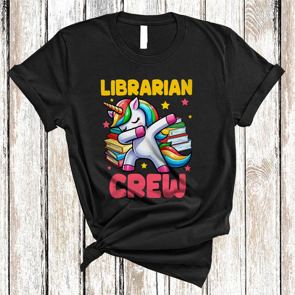 MacnyStore - Librarian Crew, Adorable Dabbing Unicorn Lover, Matching Friends Family Group T-Shirt