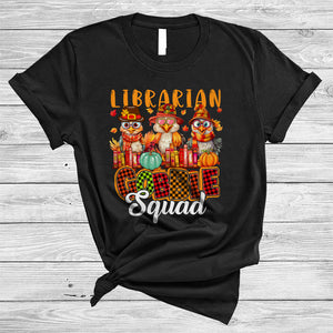 MacnyStore - Librarian Gobble Squad, Cute Three Librarian Turkeys Lover, Matching Thanksgiving Group T-Shirt