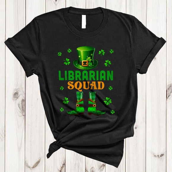 MacnyStore - Librarian Squad, Amazing St. Patrick's Day Leprechaun Librarian, Shamrocks Family Group T-Shirt