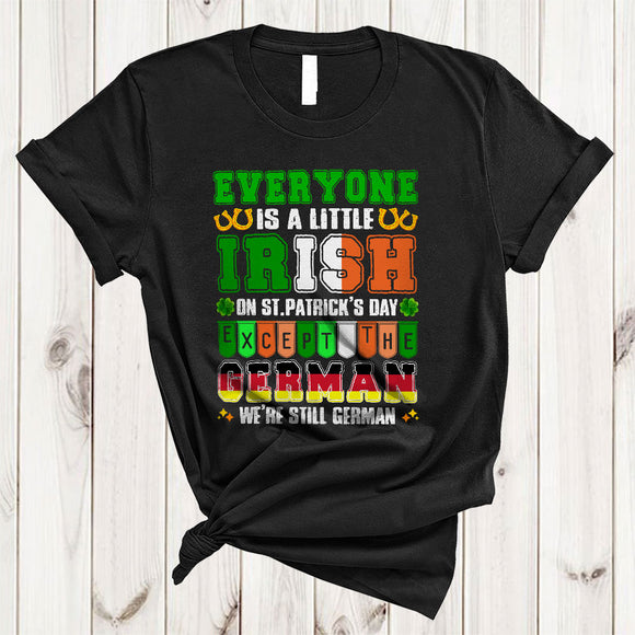 MacnyStore - Little Irish On St. Patrick's Day Except The German, Cute Shamrock German Flag Proud, Family T-Shirt