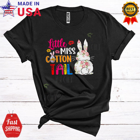 MacnyStore - Little Miss Cotton Tail Cute Funny Easter Day Floral Bunny From Back Easter Eggs Hunt Lover T-Shirt