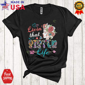 MacnyStore - Livin' That Sister Life Cute Proud Mother's Day Leopard Floral Woman Face Family Group T-Shirt