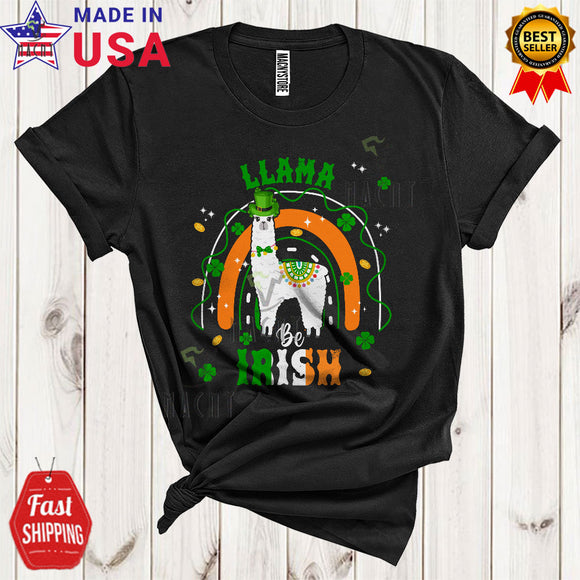 MacnyStore - Llama Be Irish Cool Funny St. Patrick's Day Rainbow Leprechaun Llama Animal Shamrocks Lover T-Shirt