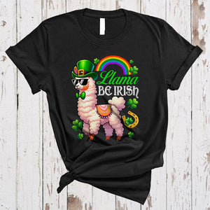 MacnyStore - Llama Be Irish, Humorous St. Patrick's Day Llama Alpaca Lover, Shamrock Rainbow Irish Group T-Shirt