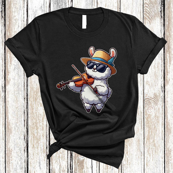 MacnyStore - Llama Playing Violin, Lovely Llama Sunglasses Animal Lover, Musical Instruments Player T-Shirt