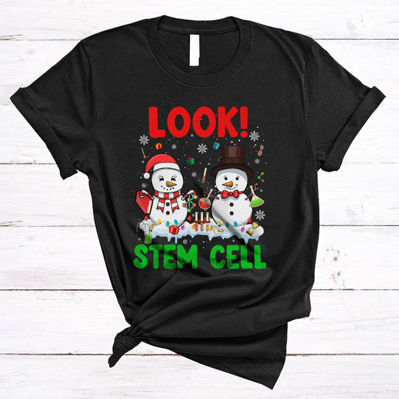 MacnyStore - Look Stem Cell, Lovely Christmas Snowman Science Snow Around, Matching Student Teacher T-Shirt