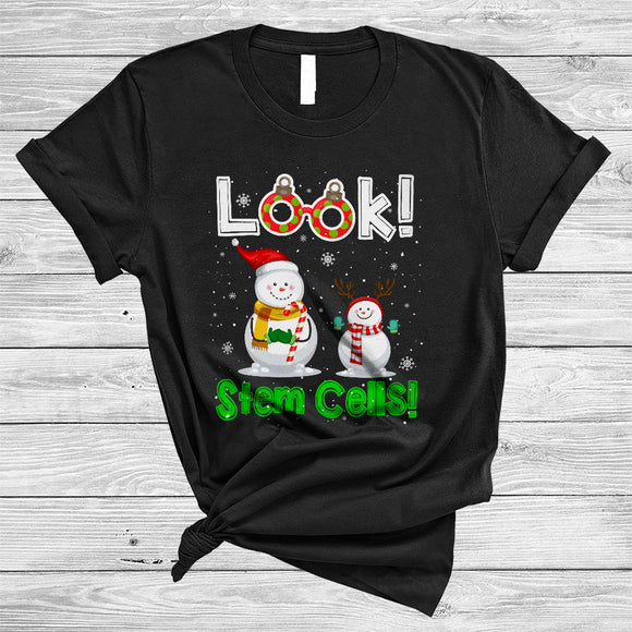 MacnyStore - Look Stem Cells,Awesome Christmas Santa Reindeer Snowman, Matching Science Teacher Lover T-Shirt