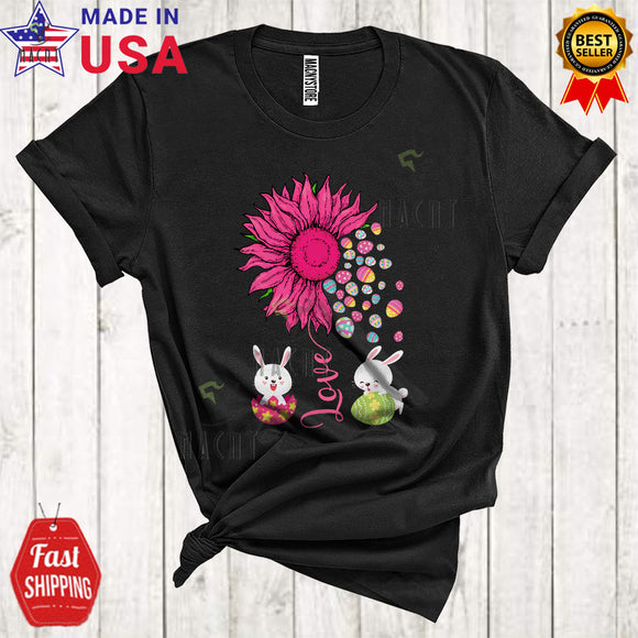MacnyStore - Love Cool Funny Easter Day Sunflower With Easter Eggs Hunt Lover Matching Family Group T-Shirt