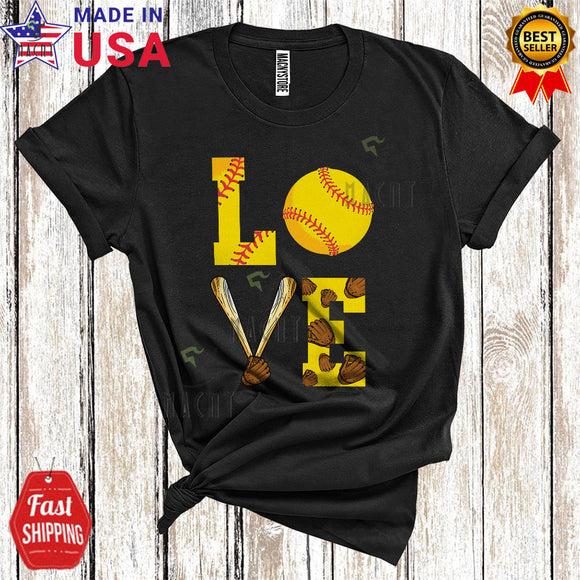MacnyStore - Love Cool Happy Mother's Day Softball Sport Playing Player Team Lover Matching Family Group T-Shirt