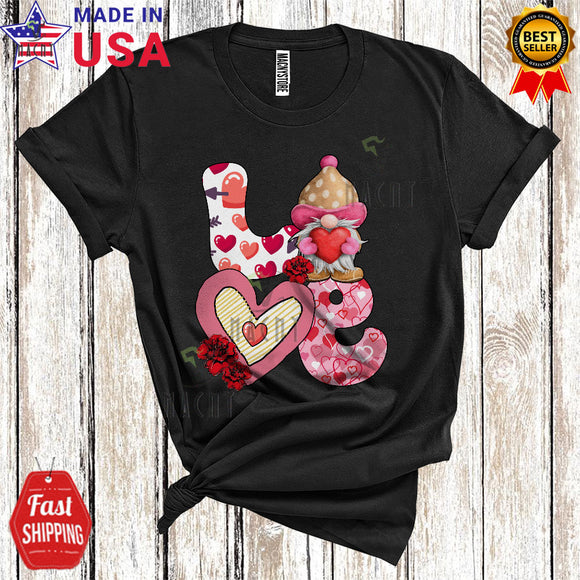 MacnyStore - Love Cute Happy Valentine's Day Gnomes Holding Heart Matching Valentine Couple Lover T-Shirt