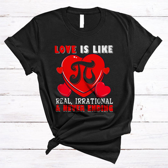 MacnyStore - Love Is Like Pi, Awesome Valentine's Day Pi Day Heart Shape, Math Student Teacher Group T-Shirt