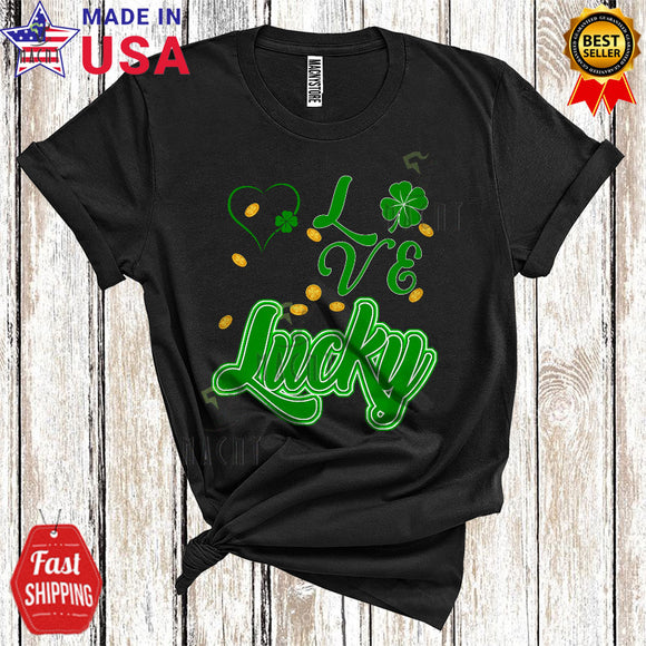MacnyStore - Love Lucky Cute Happy St. Patrick's Day Heart Shape Shamrock Lover Matching Family Group T-Shirt