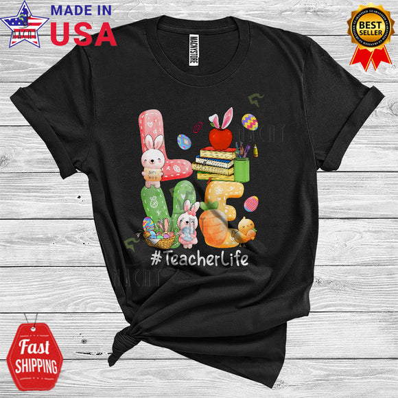 MacnyStore - Love Teacher Life Cute Happy Easter Day Bunny Carrots Eggs Hunting Lover Matching Group T-Shirt