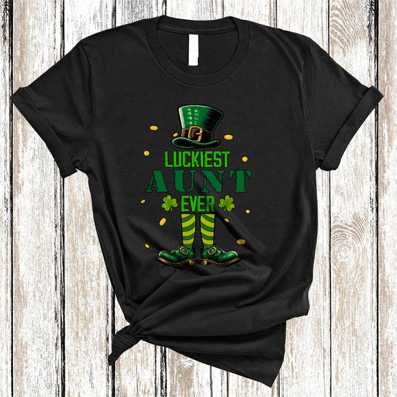 MacnyStore - Luckiest Aunt Ever, Awesome St. Patrick's Day Leprechaun Costume, Family Irish Group T-Shirt