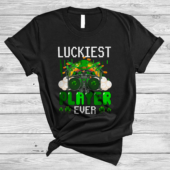 MacnyStore - Luckiest Player Ever, Joyful St. Patrick's Day Rainbow Drum Player, Lucky Shamrock Irish Family T-Shirt