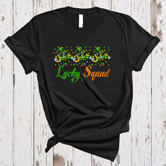 MacnyStore - Lucky Squad, Awesome St. Patrick's Day Three Shamrocks Holding Pot Of Gold, Family Group T-Shirt