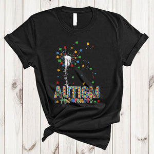MacnyStore - Lunch Lady Autism Awareness, Colorful Autism Puzzle Pieces Dandelion, Flowers Family Group T-Shirt