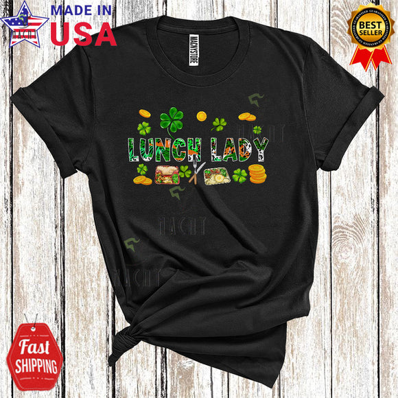 MacnyStore - Lunch Lady Cool Cute St. Patrick's Day Irish Shamrocks Lover Matching Lunch Lady Group T-Shirt