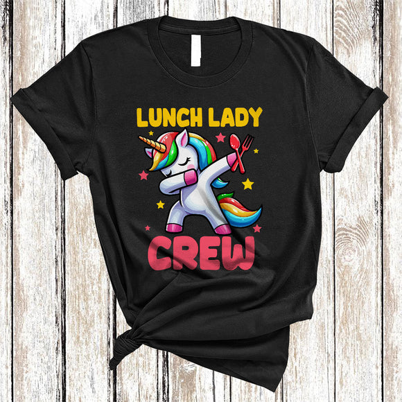 MacnyStore - Lunch Lady Crew, Adorable Dabbing Unicorn Lover, Matching Friends Family Group T-Shirt