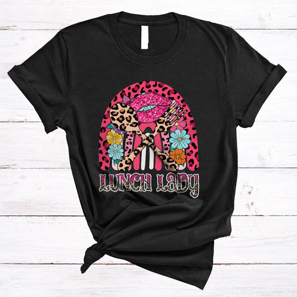 MacnyStore - Lunch Lady Cute Awesome Back To School Flowers Lips Leopard Rainbow Family Group T-Shirt