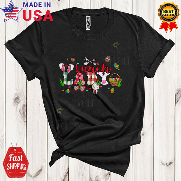 MacnyStore - Lunch Lady Cute Cool Easter Day Plaid Bunny Egg Hunt Lunch Lady Tools Matching Group T-Shirt